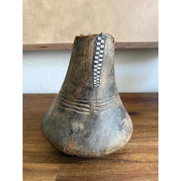 Vintage African Hand Carved Wooden Hima Milk Jug - Picture 2 of 6